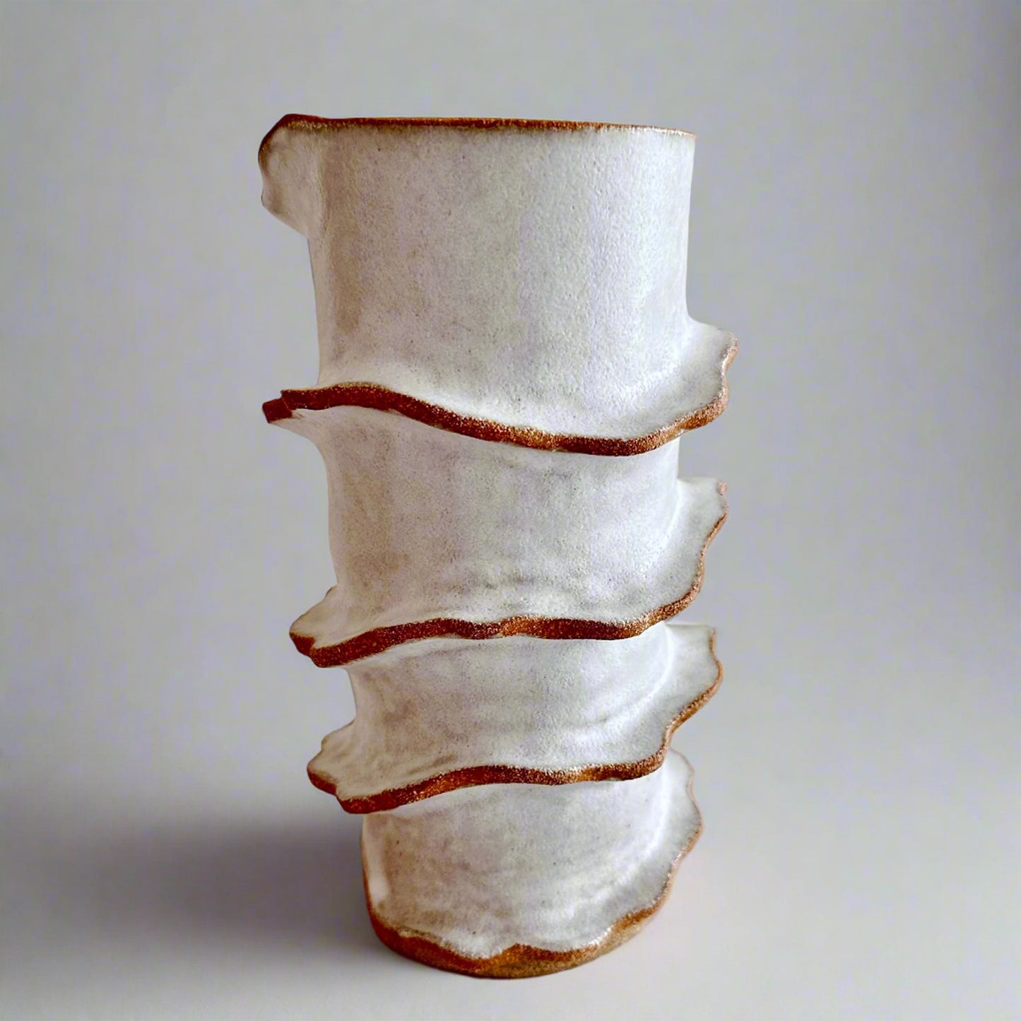 Tall Spiral Wave-Edge Cylindrical Vase