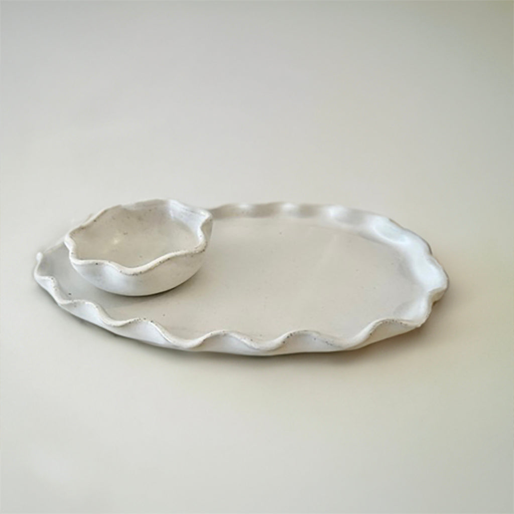 Avoca Wave Platter - Small White