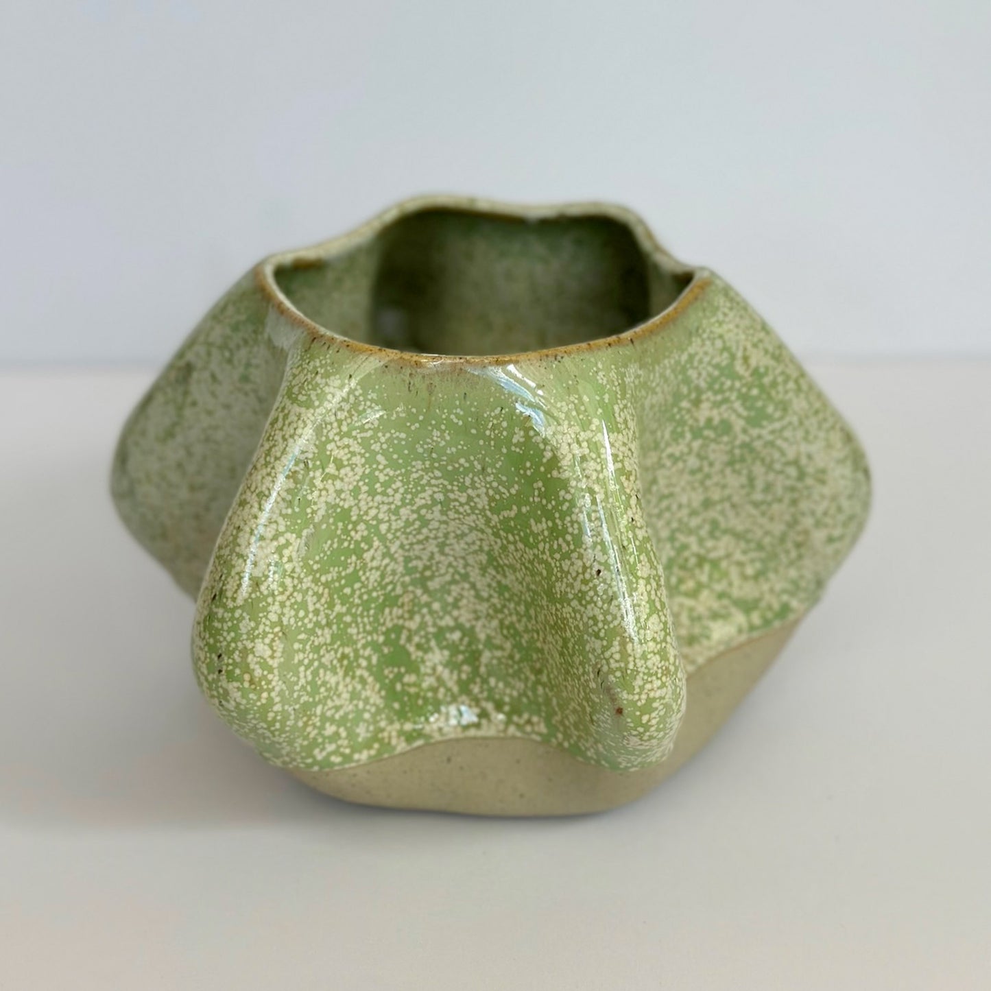 Handcrafted Ceramic Planter Pot - Mint Green