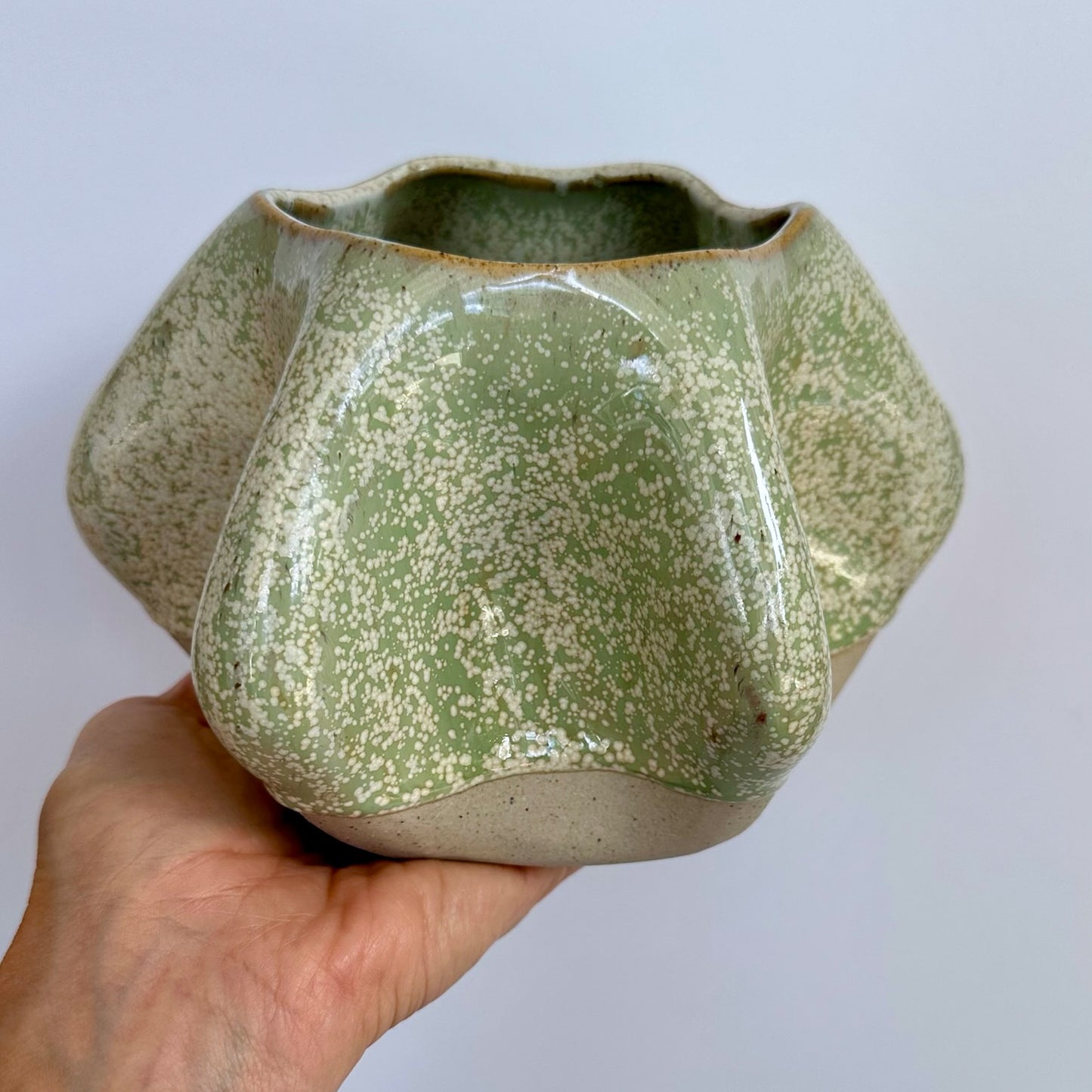 Pinched Sided Planter Pot - Mint Green