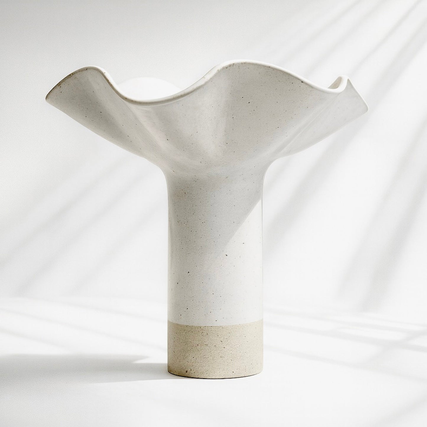 White Ruffle Pedestal Vase - Extra Large