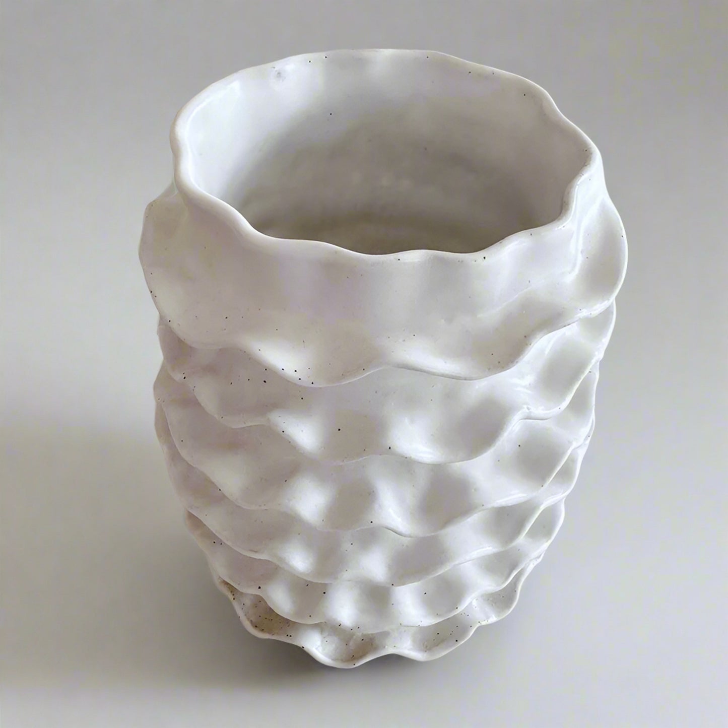Spiral Edge Cylindrical Vase - Handcrafted