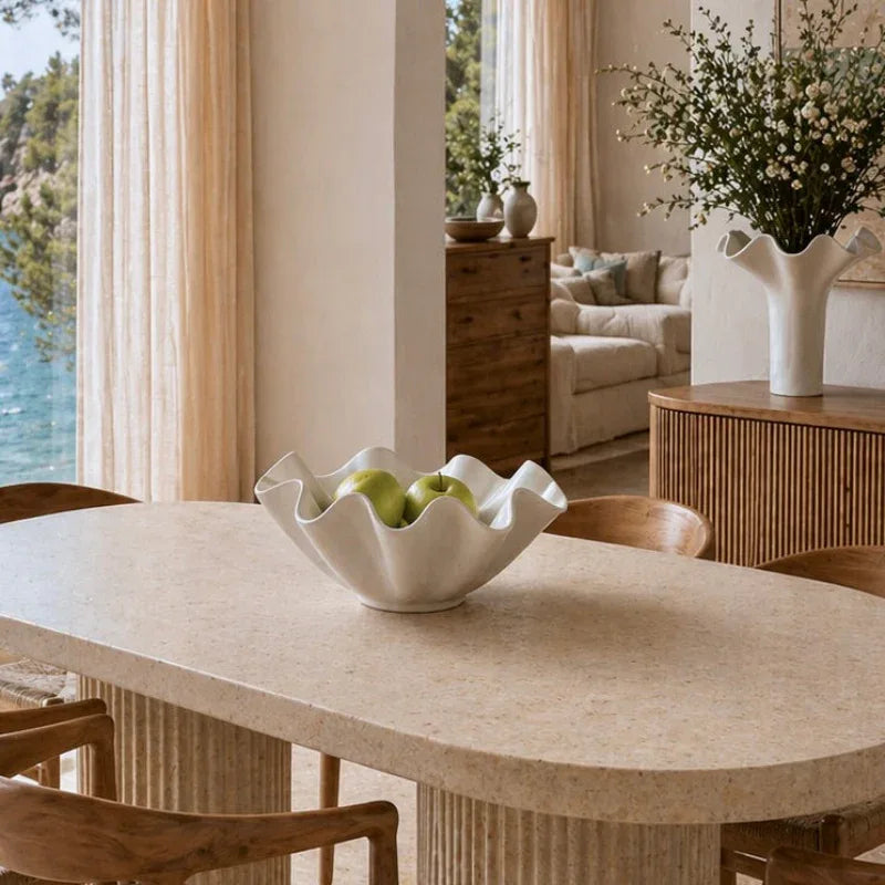 Handcrafted coastal ceramics for tableware interior styling