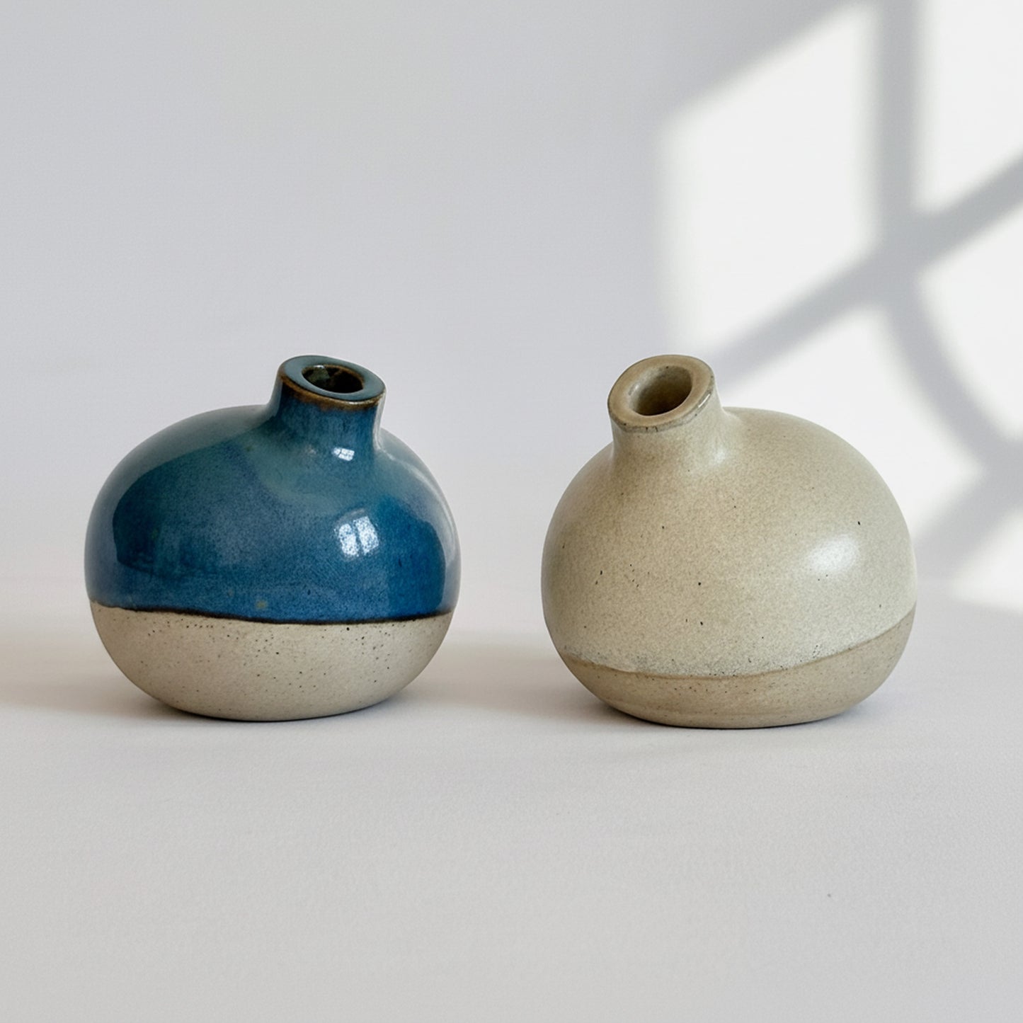 Turquoise & Beige Bud Flower Vases - Small