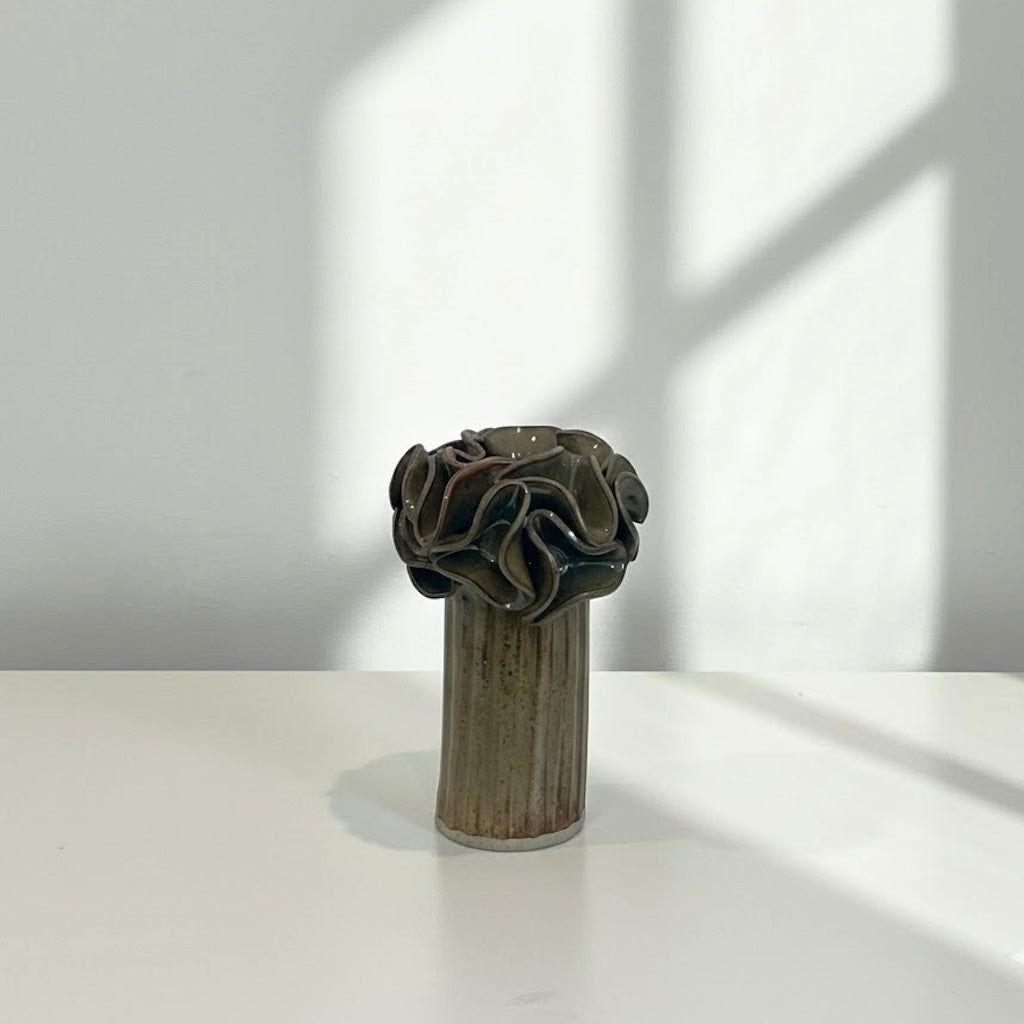 Ceramic Pom-Pom Vase - Olive Glaze