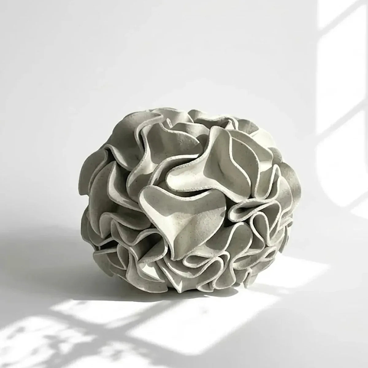 Ceramic sphere vase with wavy ruffles and edges - Polly Barton
