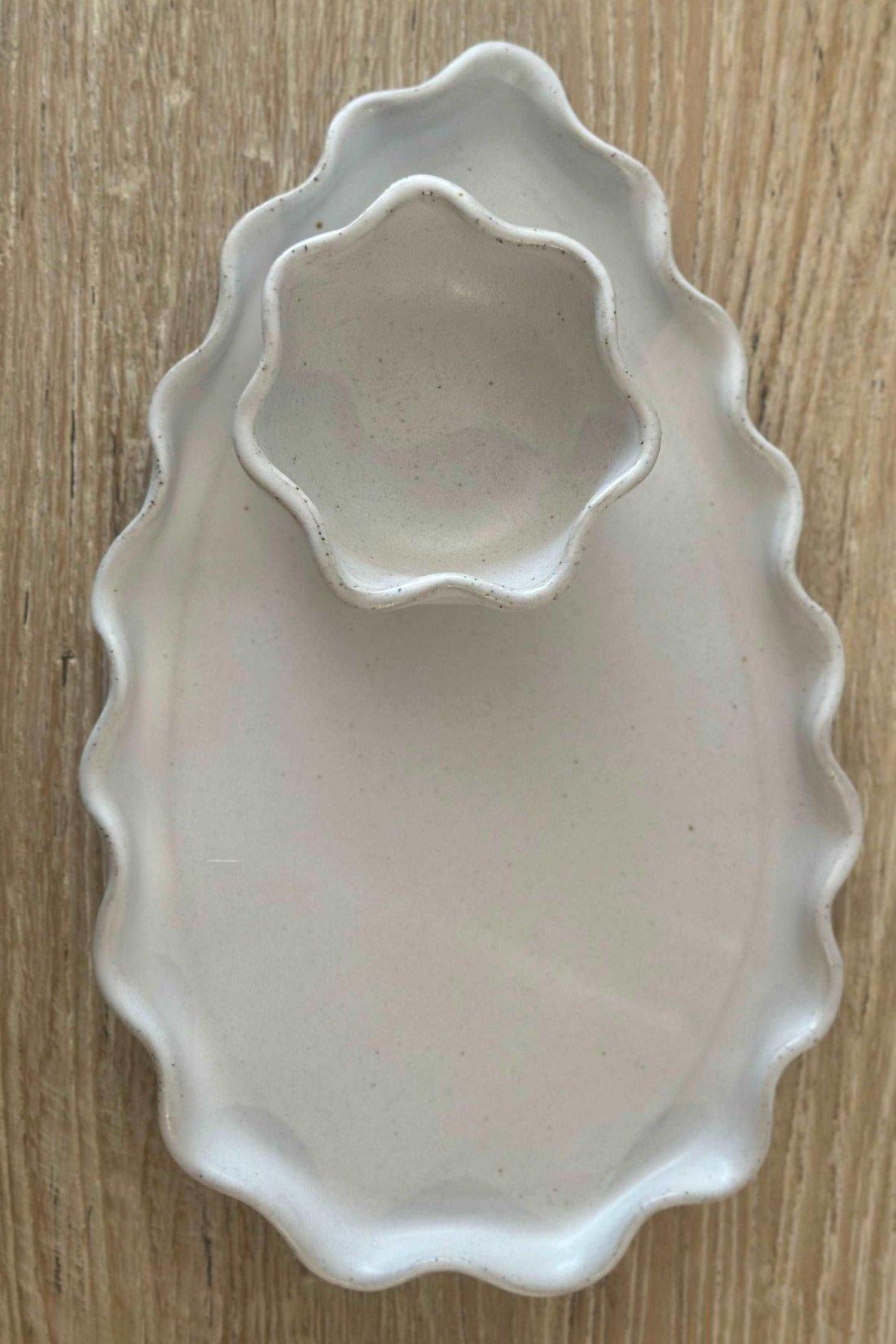 Avoca Wave Dip Bowl - White