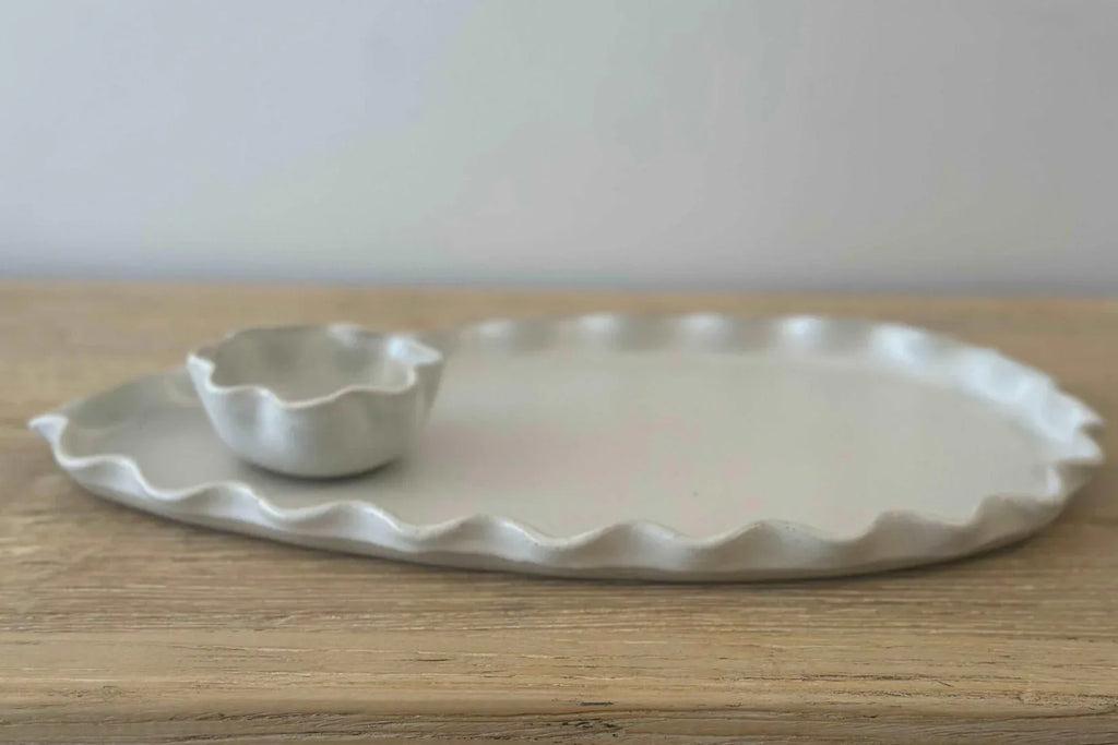 Avoca Wave Platter - Large White