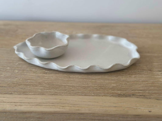 Avoca Wave Platter - Small White