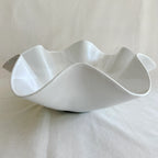 Oversized Sculptural White Wave Bowl - Ceramic