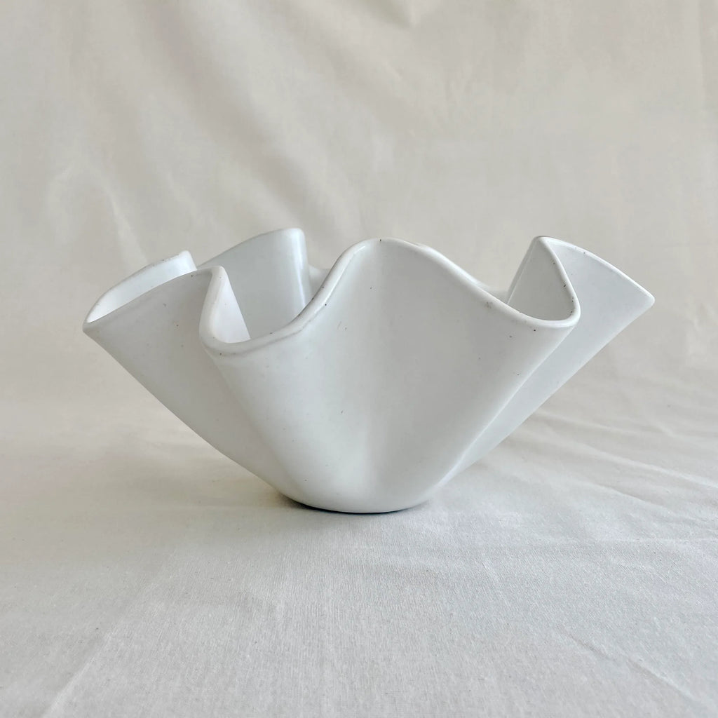 High Sided Wave Bowl - Medium White - Polly Barton