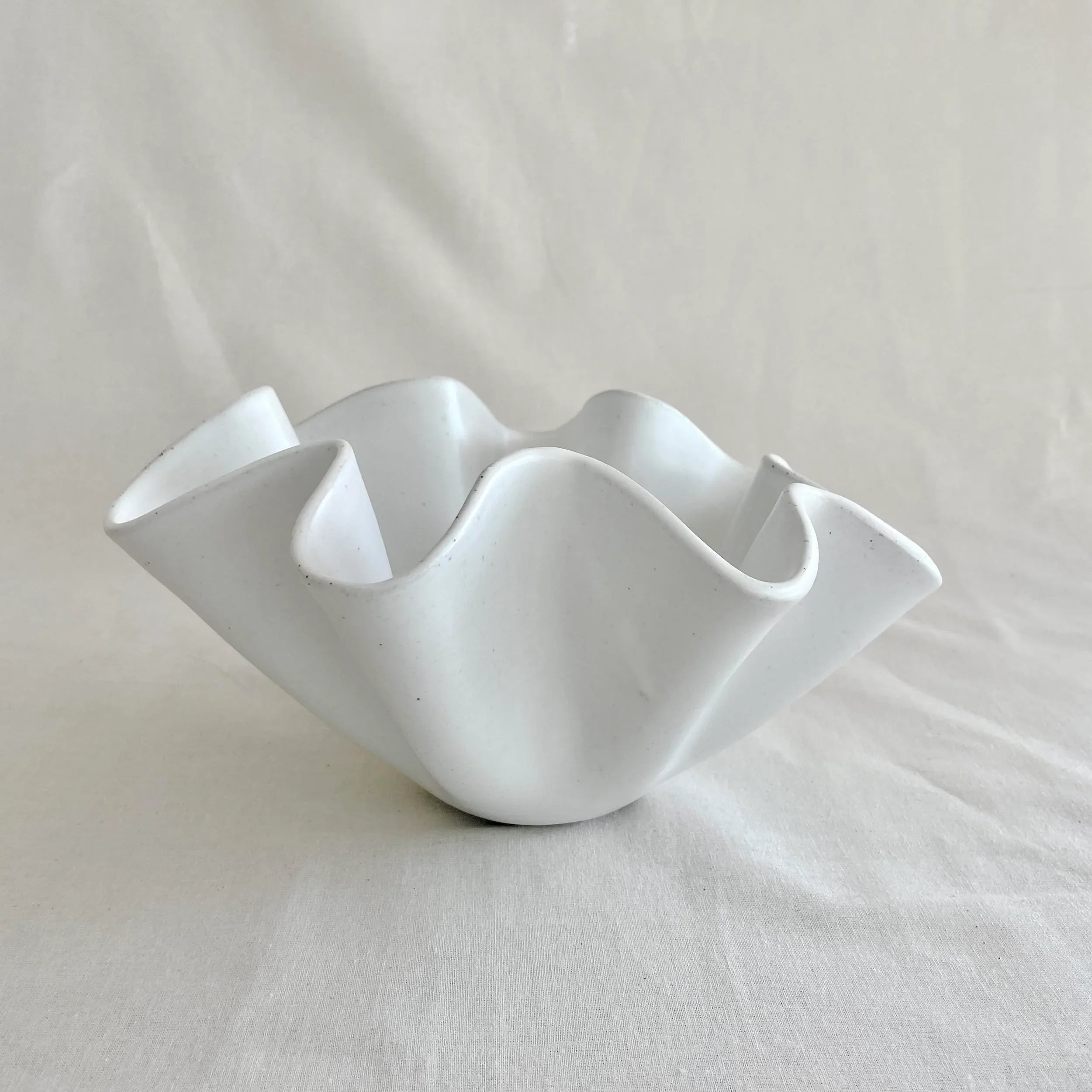 High Sided Wave Bowl - Medium White - Polly Barton