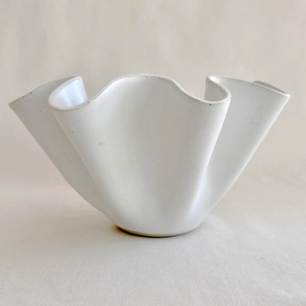 Tall Side Large White Wave Bowl