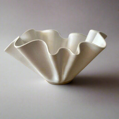 High Sided Large White Wave Bowl