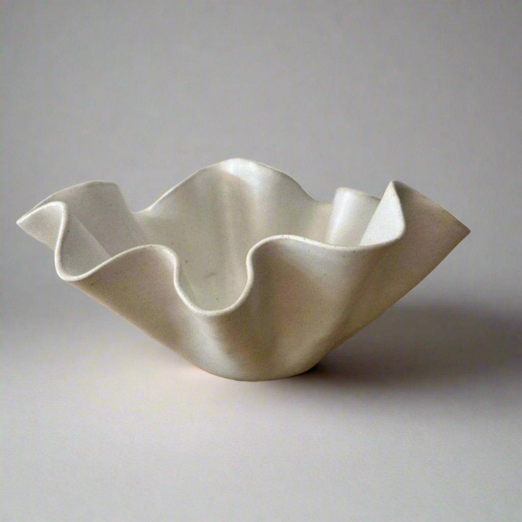 High Sided Large White Wave Bowl