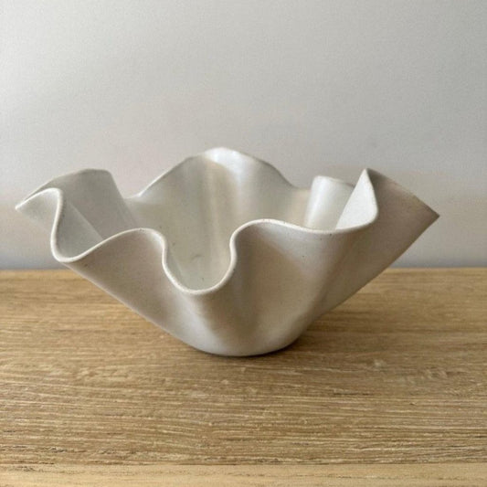 High Sided Large White Wave Bowl