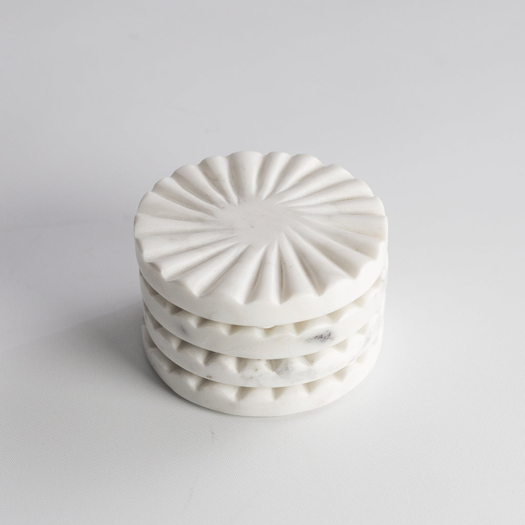 Scalloped Marble Coaster Set