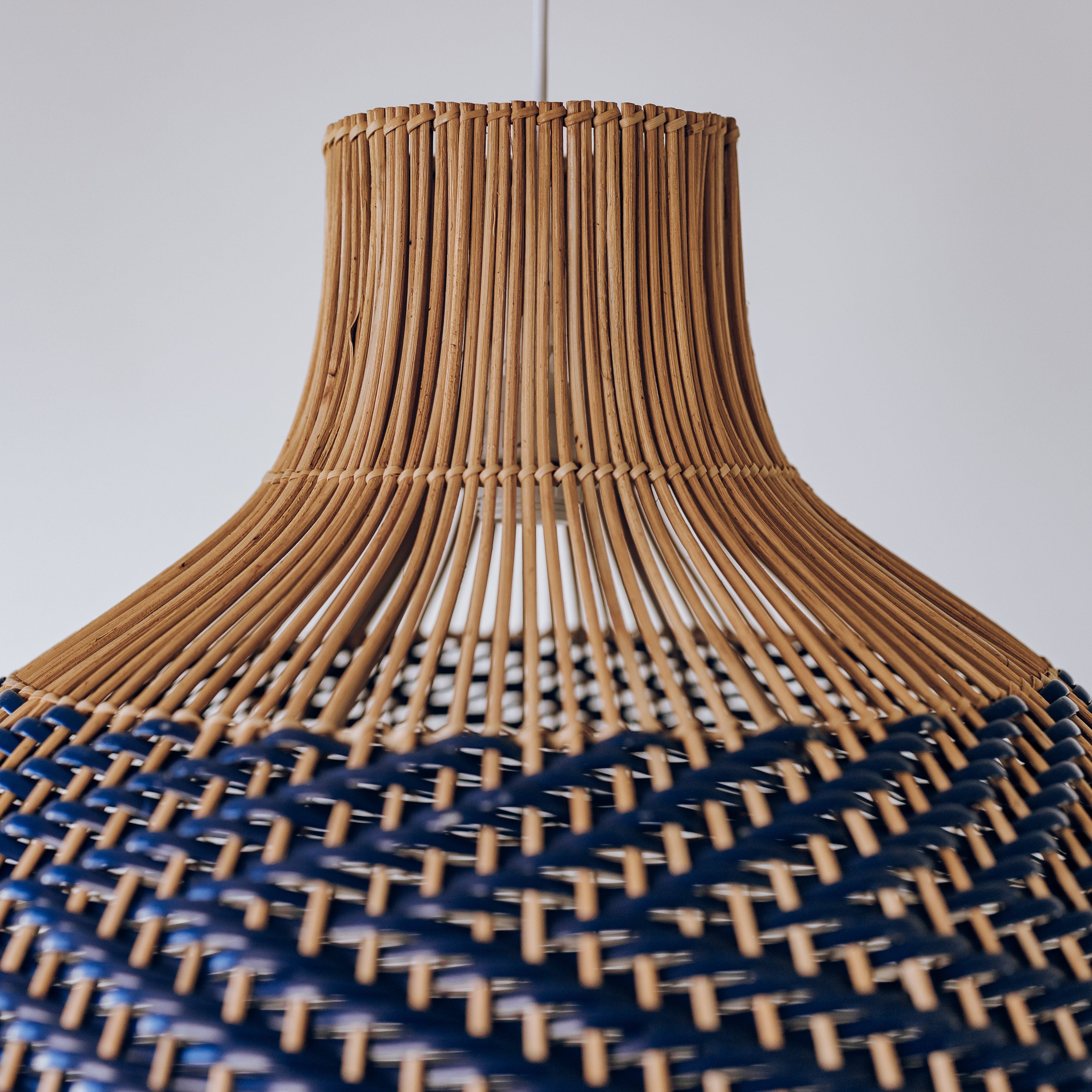 Bondi Rattan Pendant Light - White & Blue
