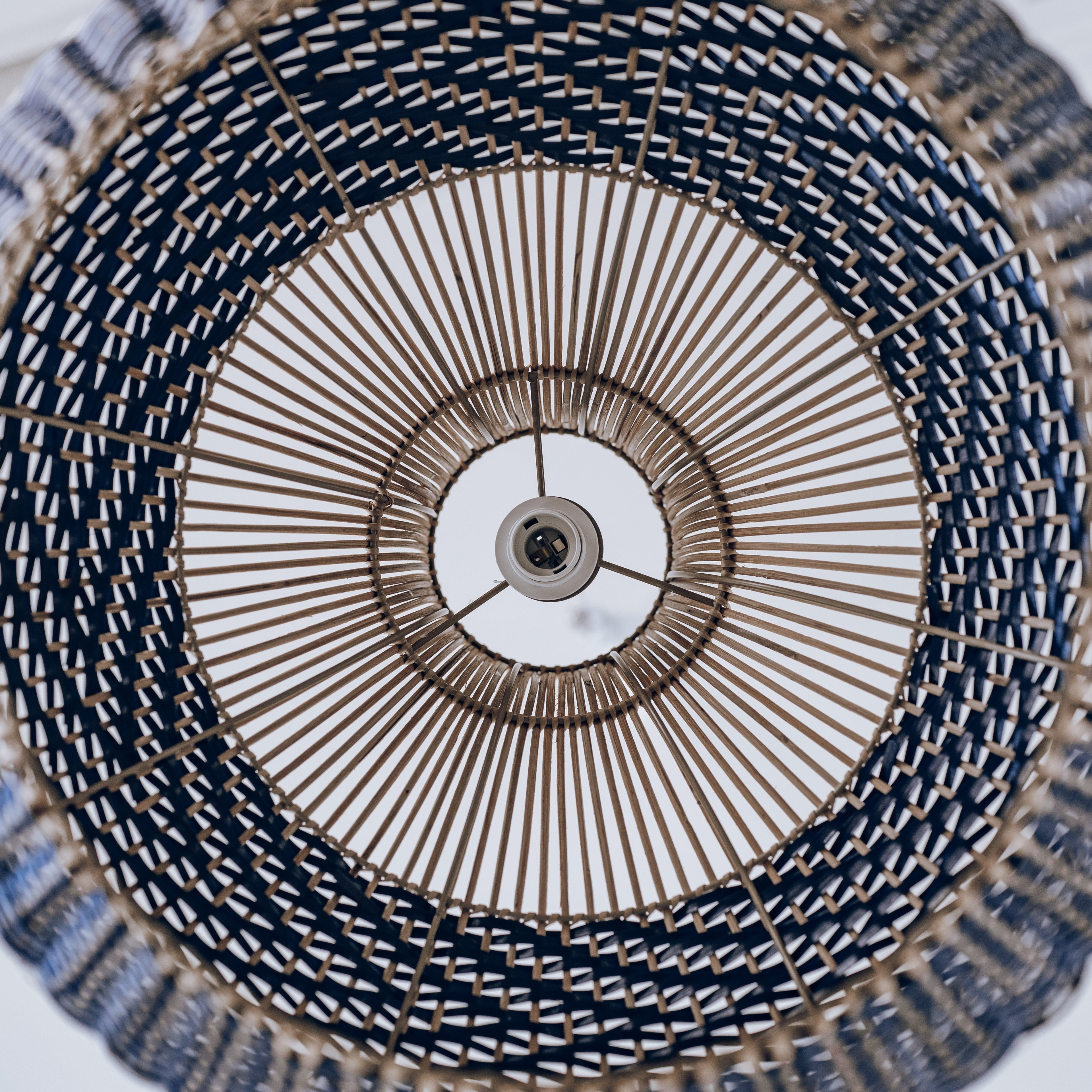 Bondi Rattan Pendant Light - White & Blue