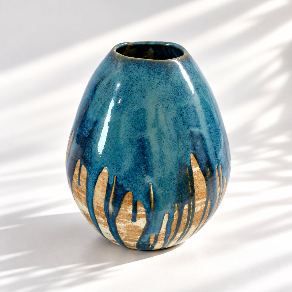 Large Egg Shape Vase - Cascading Glaze