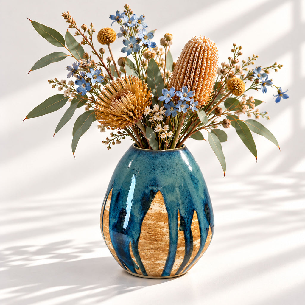 Large Egg Shape Vase - Cascading Glaze