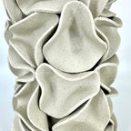 Large Ruffled Cylinder Vase - White Clay