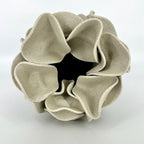 Large Ruffled Cylinder Vase - White Clay