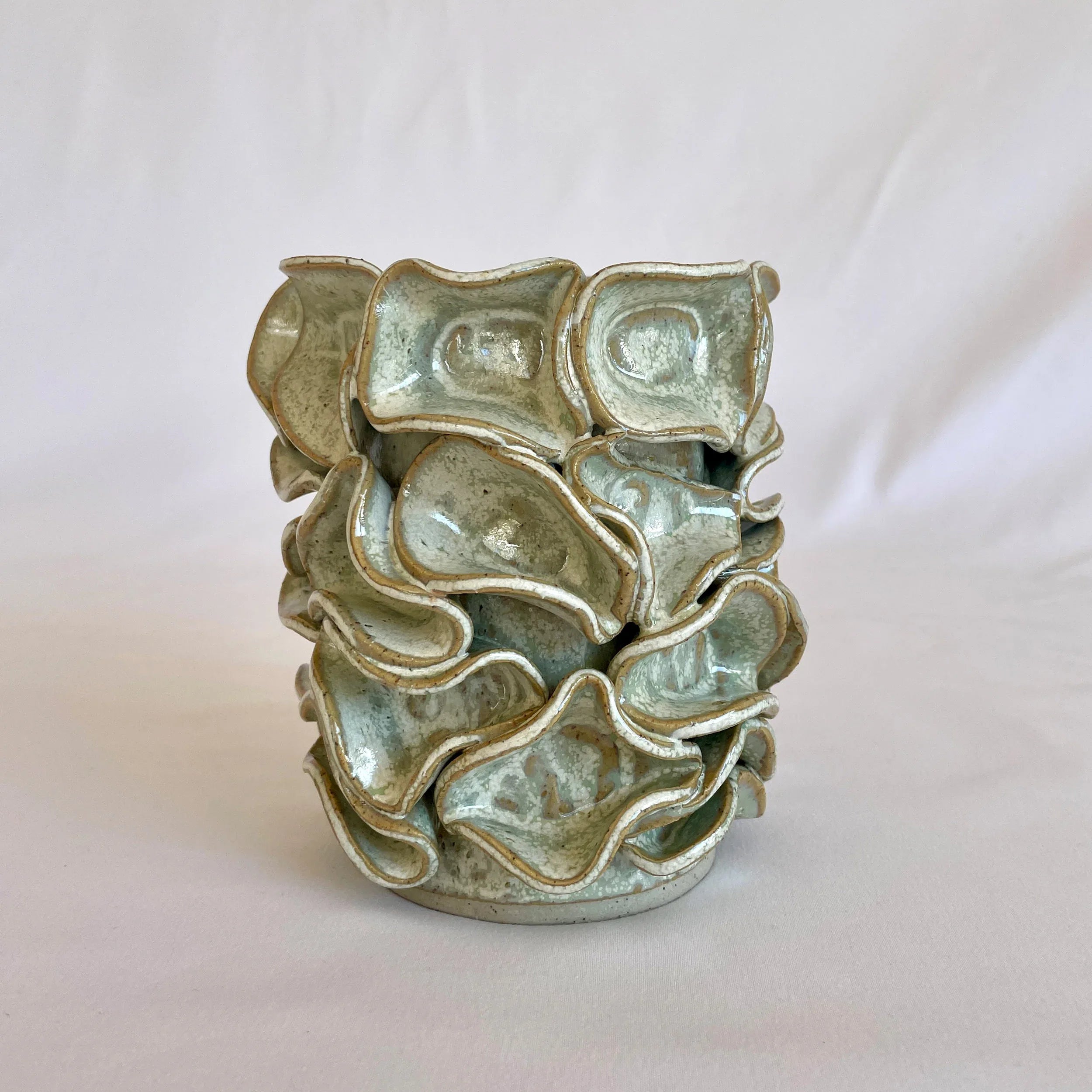Mint-Green Ruffle Vase