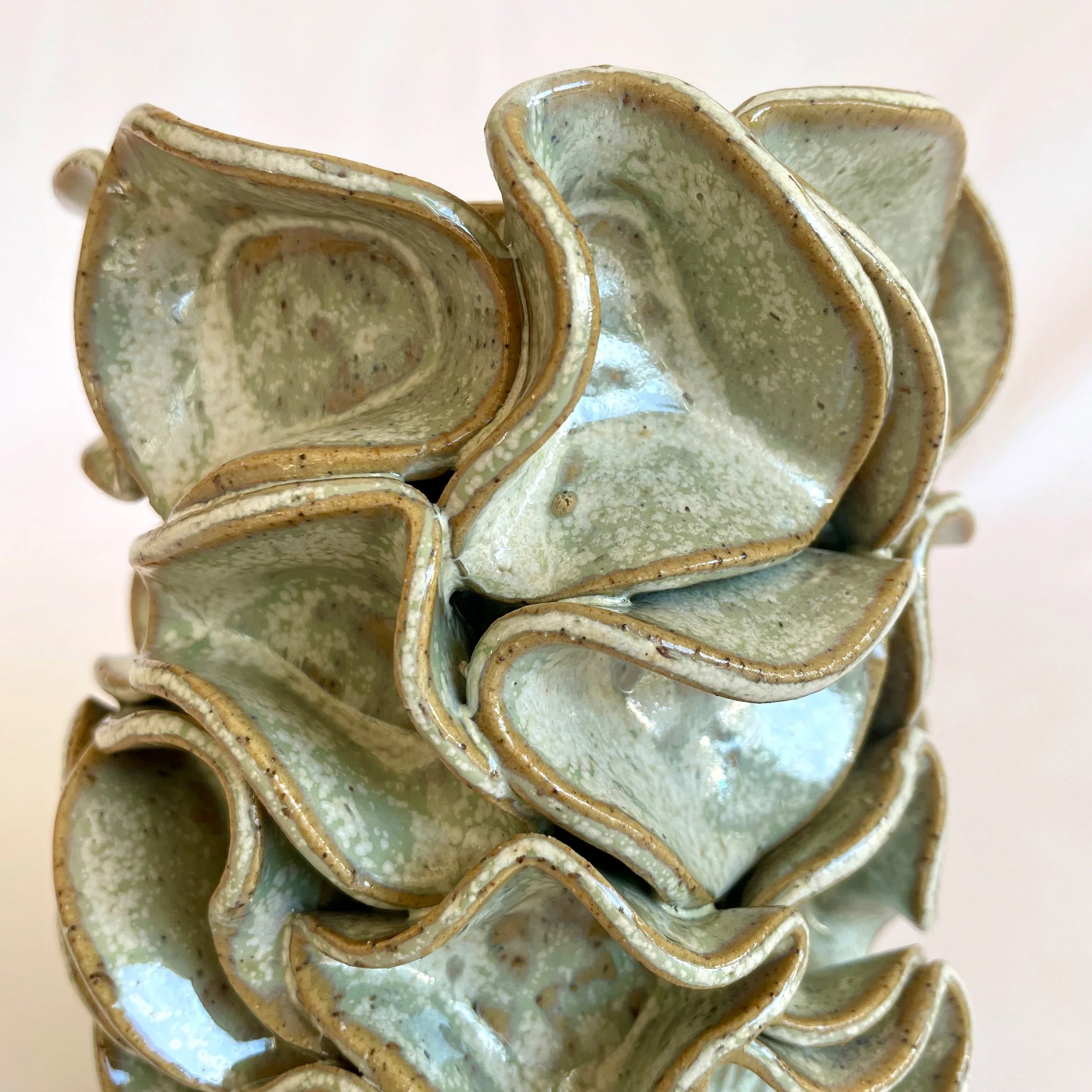 Mint-Green Ruffle Vase