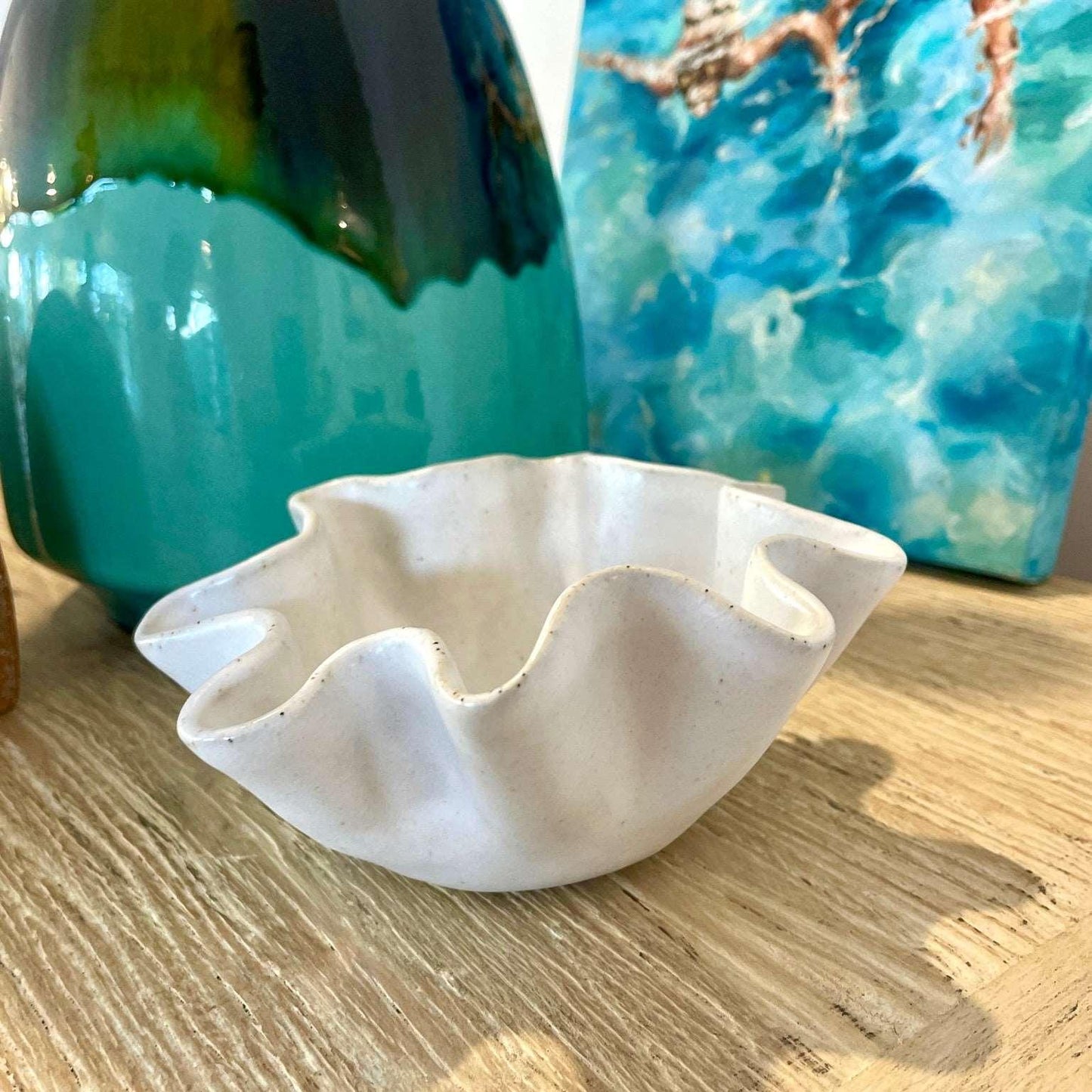 High Sided Wave Bowl - Small White