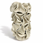 Tall Sculptural Ruffled Cylinder Vase - White Clay 