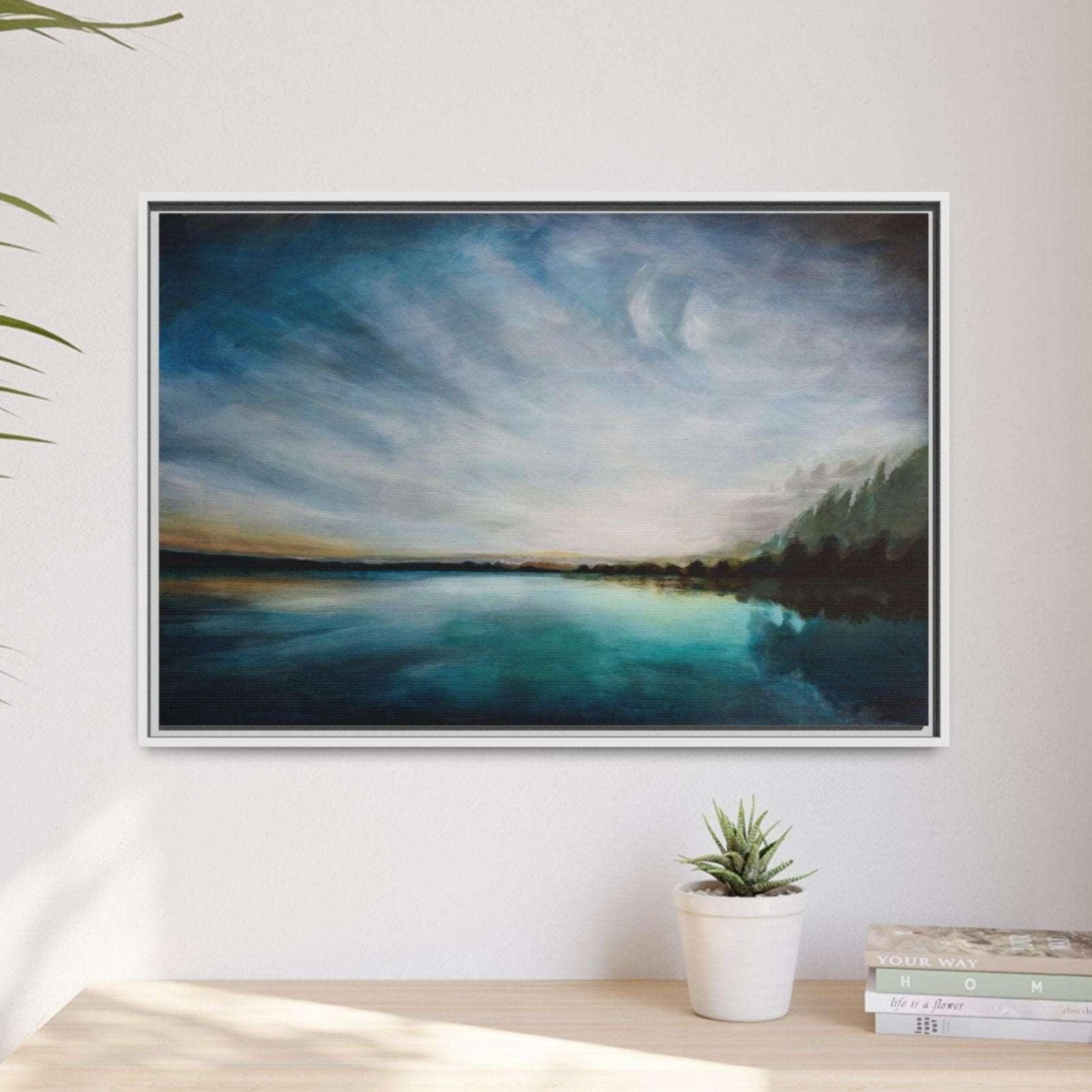 Framed Canvas Print - Sunset Lake Australia