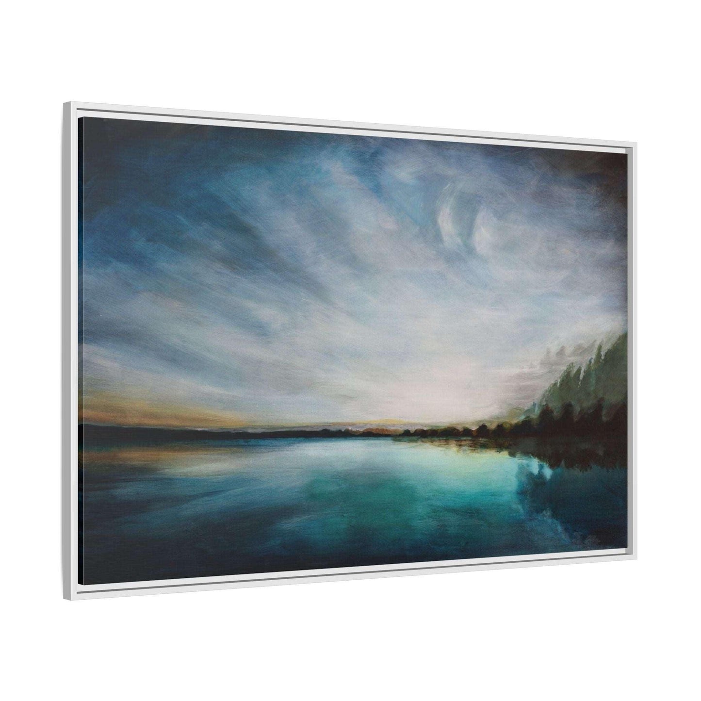 Framed Canvas Print - Sunset Lake Australia