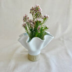 White Ruffle Flower Pedestal Vase