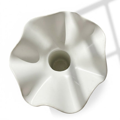 White Ruffle Pedestal Vase - Extra Large