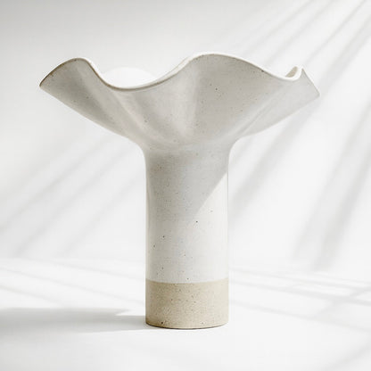 White Ruffle Pedestal Vase - Extra Large