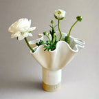White Wave Pedestal Flower Vase