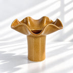 Wave Vase Wide Base - Chocolate, Melted Mint, Caramel Glazes