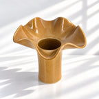 Wave Vase Wide Base - Chocolate, Melted Mint, Caramel Glazes
