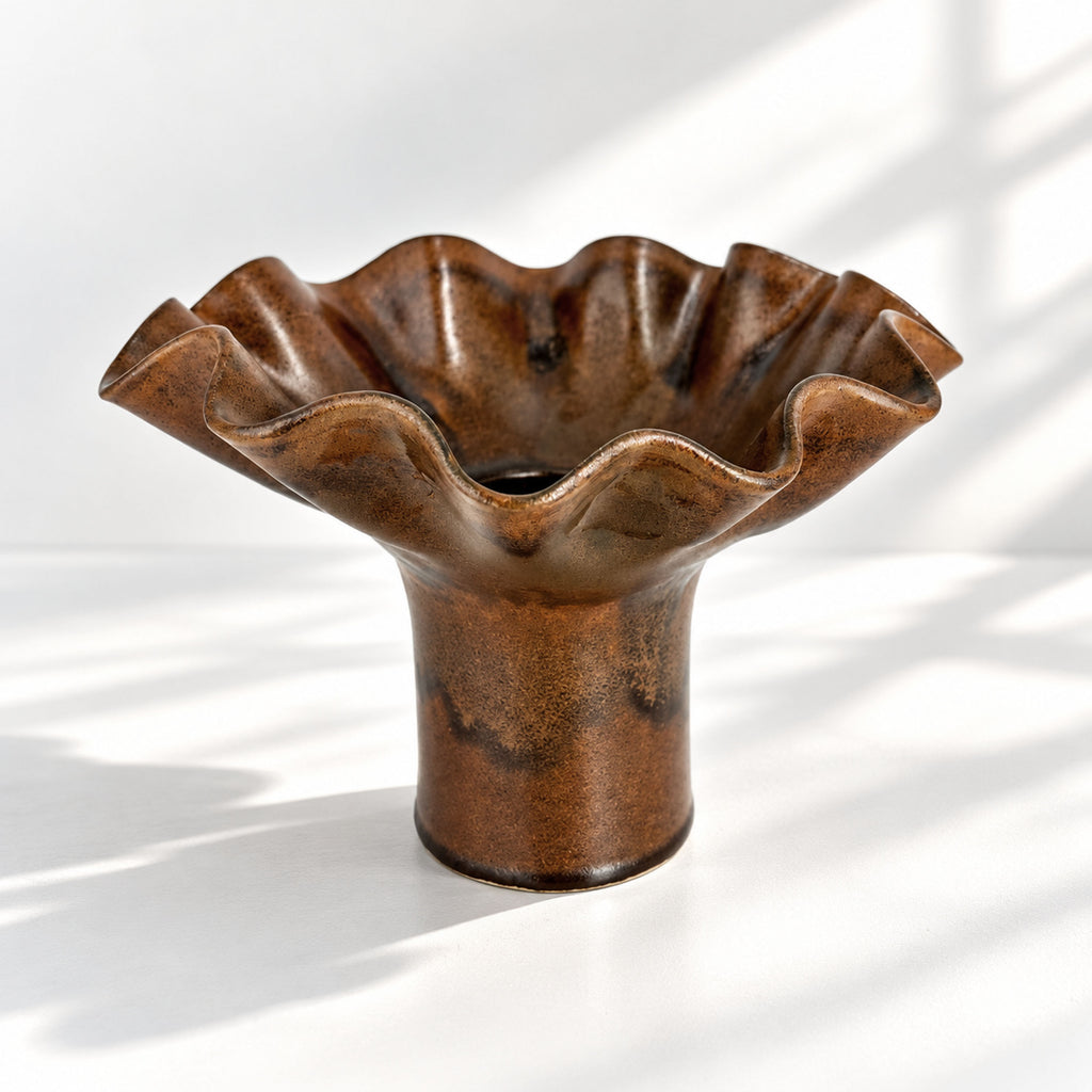 Chocolate Ruffle Vase - Medium Size