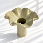 Wave Vase Wide Base - Chocolate, Melted Mint, Caramel Glazes
