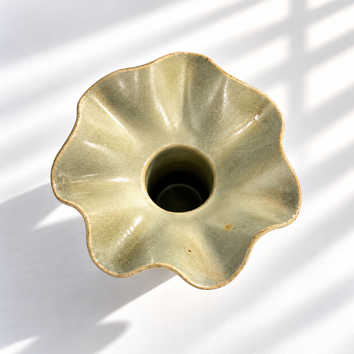 Wave Vase Wide Base - Chocolate, Melted Mint, Caramel Glazes