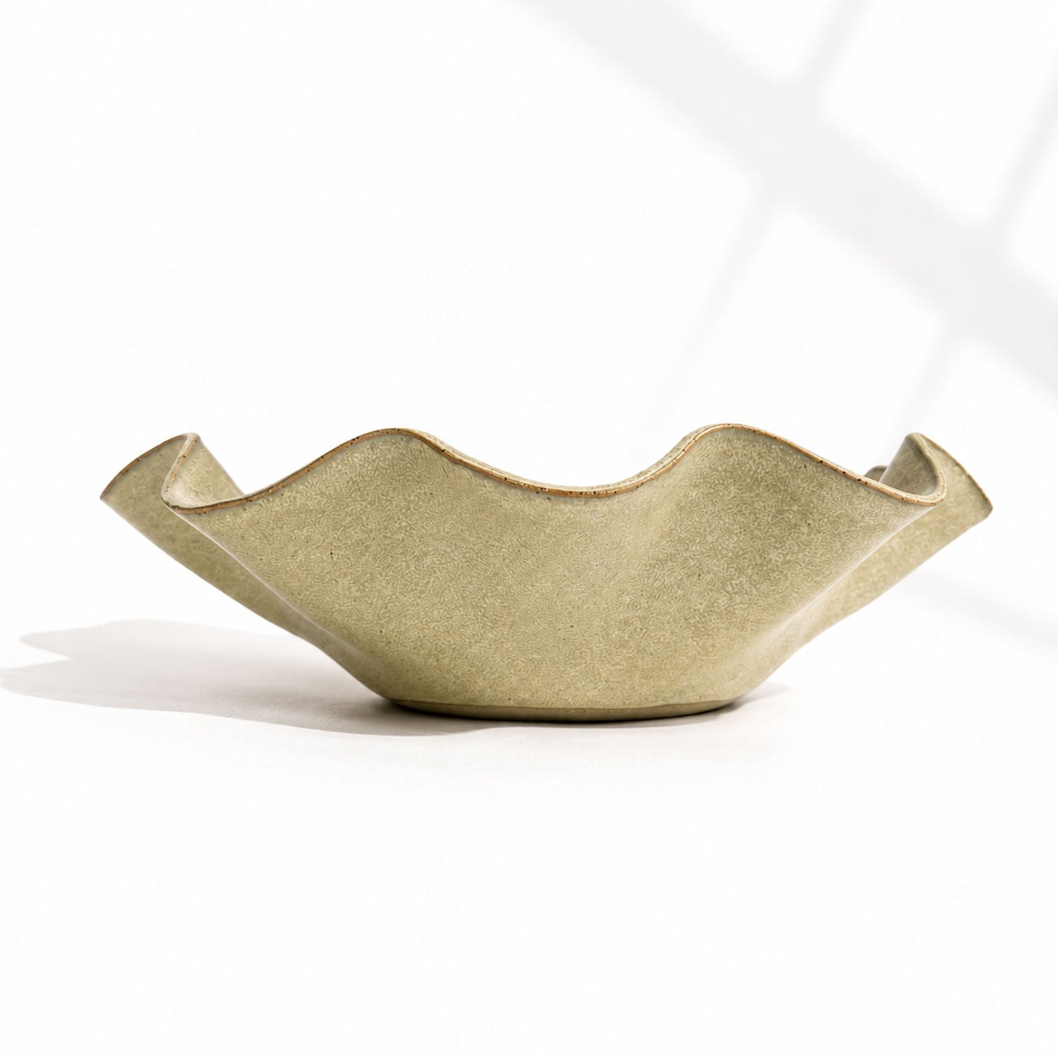Large Handcrafted Wave Bowl in Melted Mint Glaze