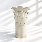 Tall Cylinder Petal Flower Vase - White