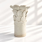 Tall Cylinder Petal Flower Vase - White