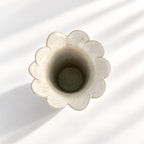 Tall Cylinder Petal Flower Vase - White