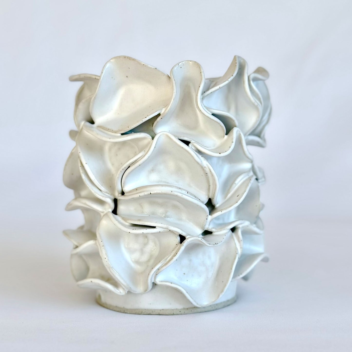 Large White Ruffe Vase - Hand-built