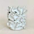 Large White Ruffe Vase - Hand-built