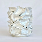 Large White Ruffed Vase - Hand-built