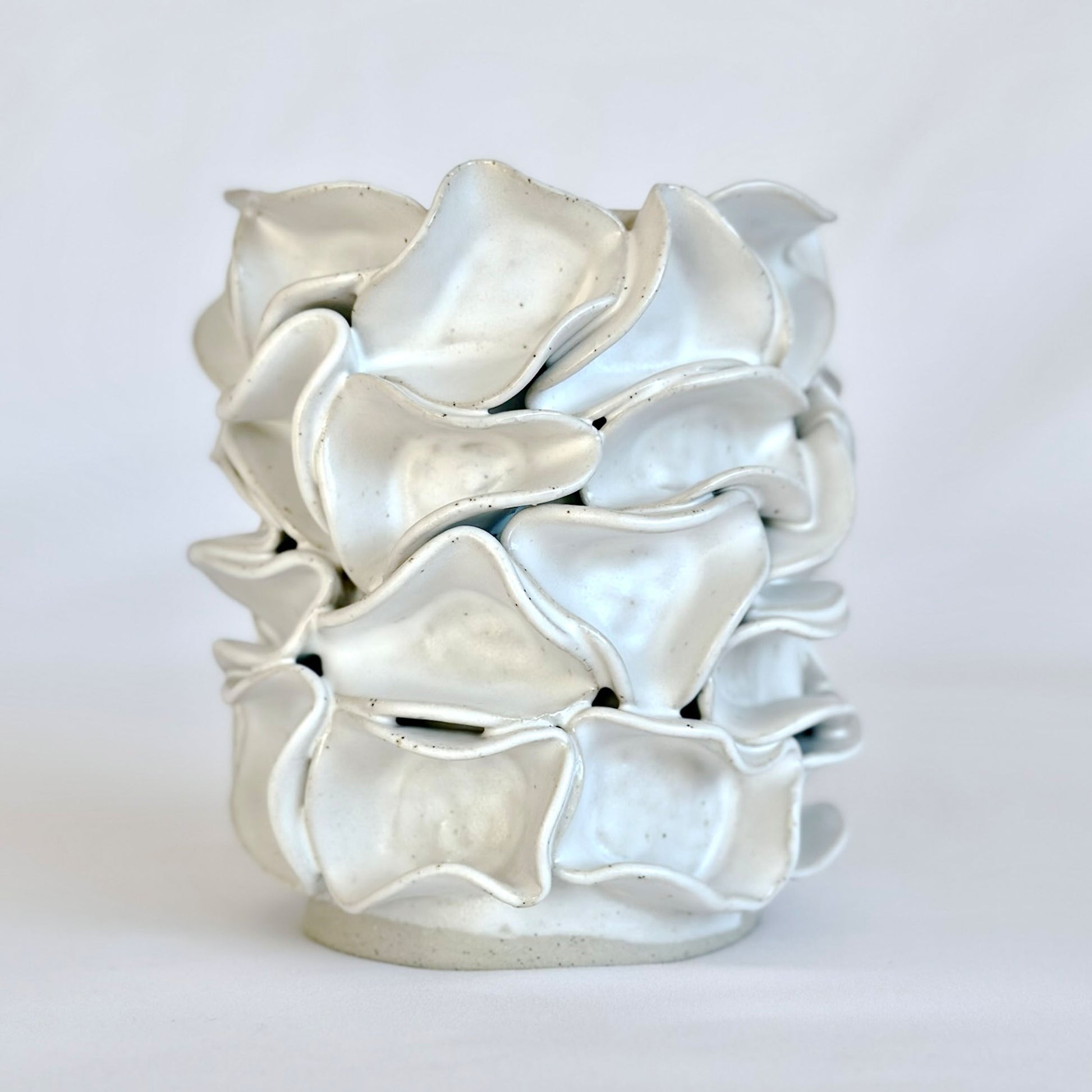 Large White Ruffed Vase - Hand-built
